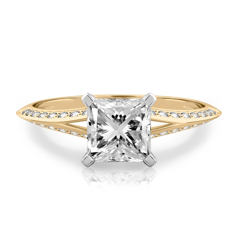 Charu Split Shank Knife Edge Pave Diamond Ring