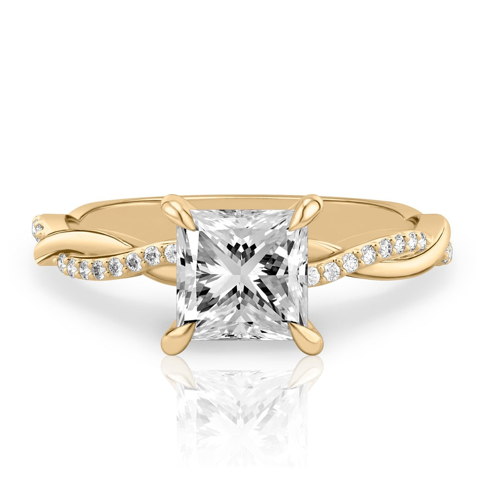 Twist Ring Engagement Ring with Pavé Twist Band