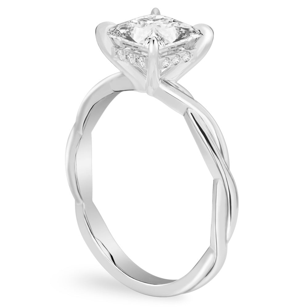 Kyra Twisted Engagement Ring with Hidden Halo