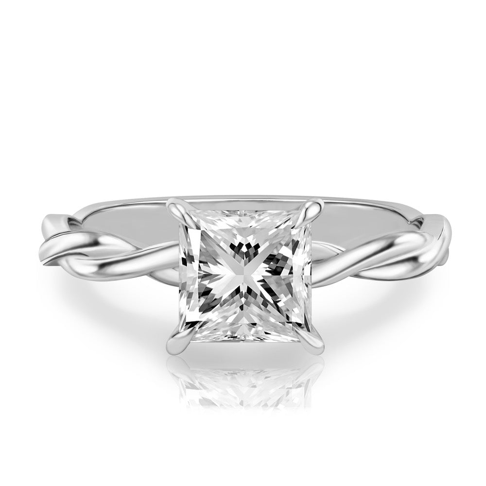 Kyra Twisted Engagement Ring with Hidden Halo