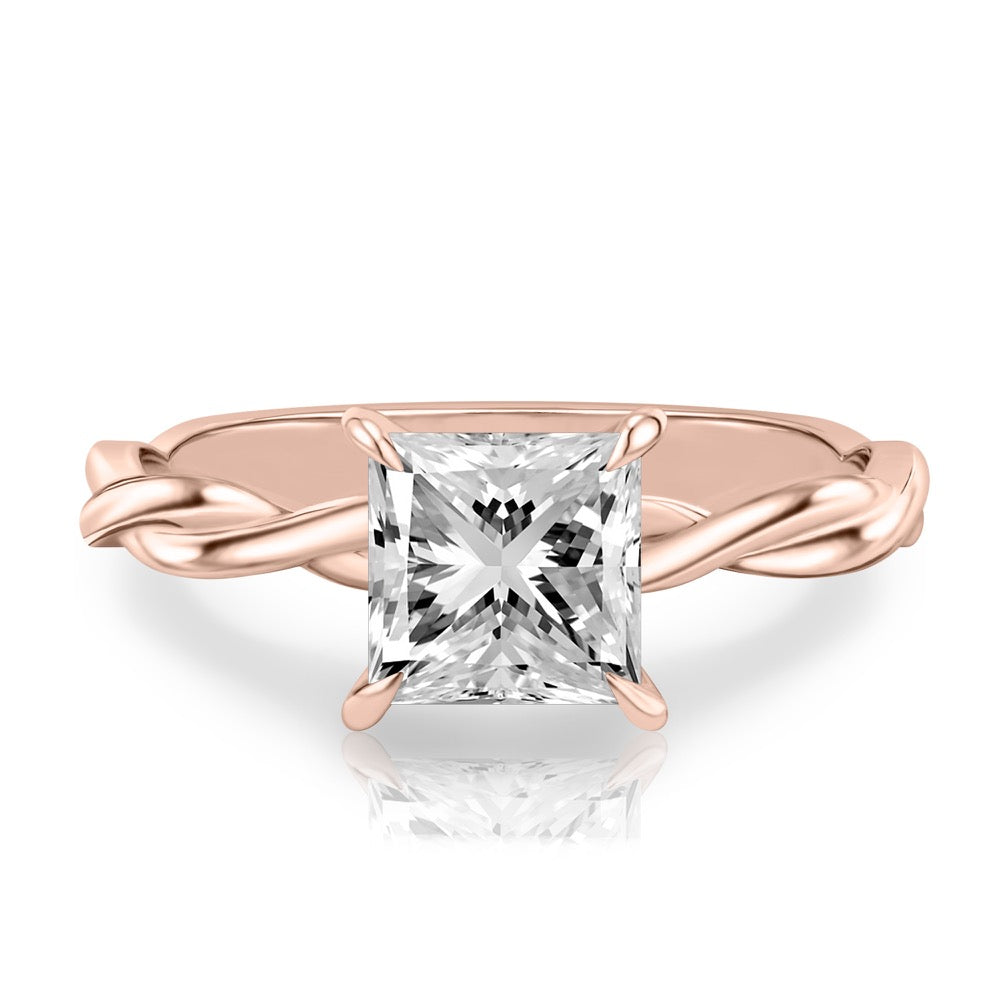 Kyra Twisted Engagement Ring with Hidden Halo