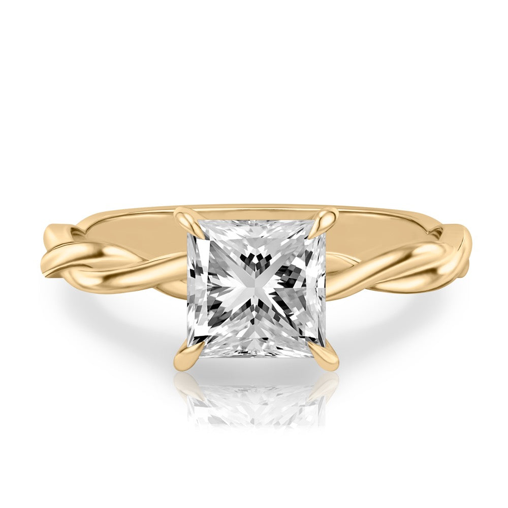Kyra Twisted Engagement Ring with Hidden Halo