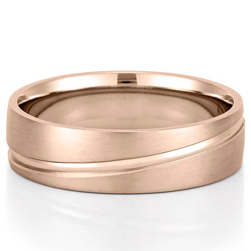 Edison Grooved Wedding Band with Inlay