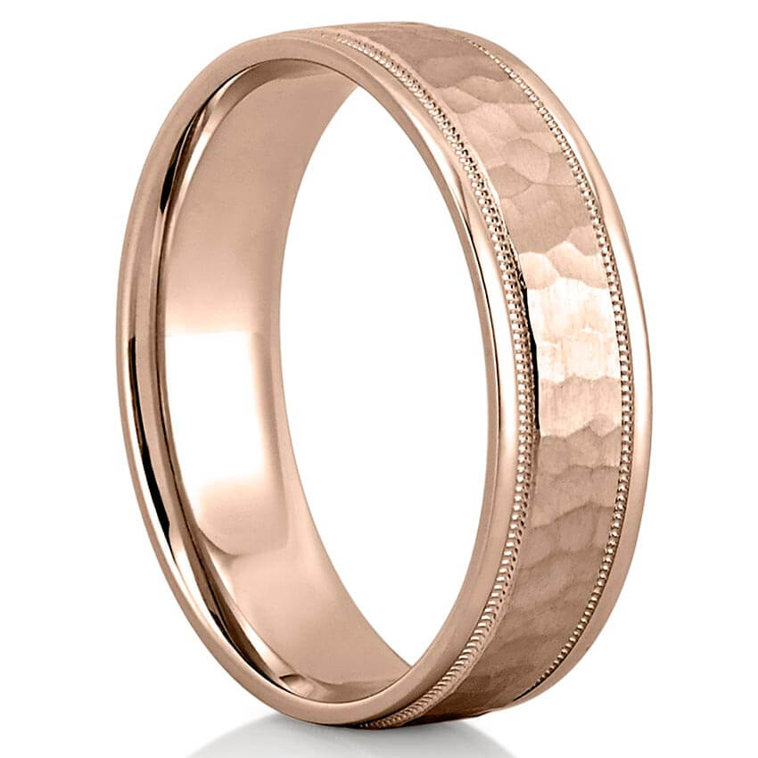 Simba Hammered Milgrain Wedding Band