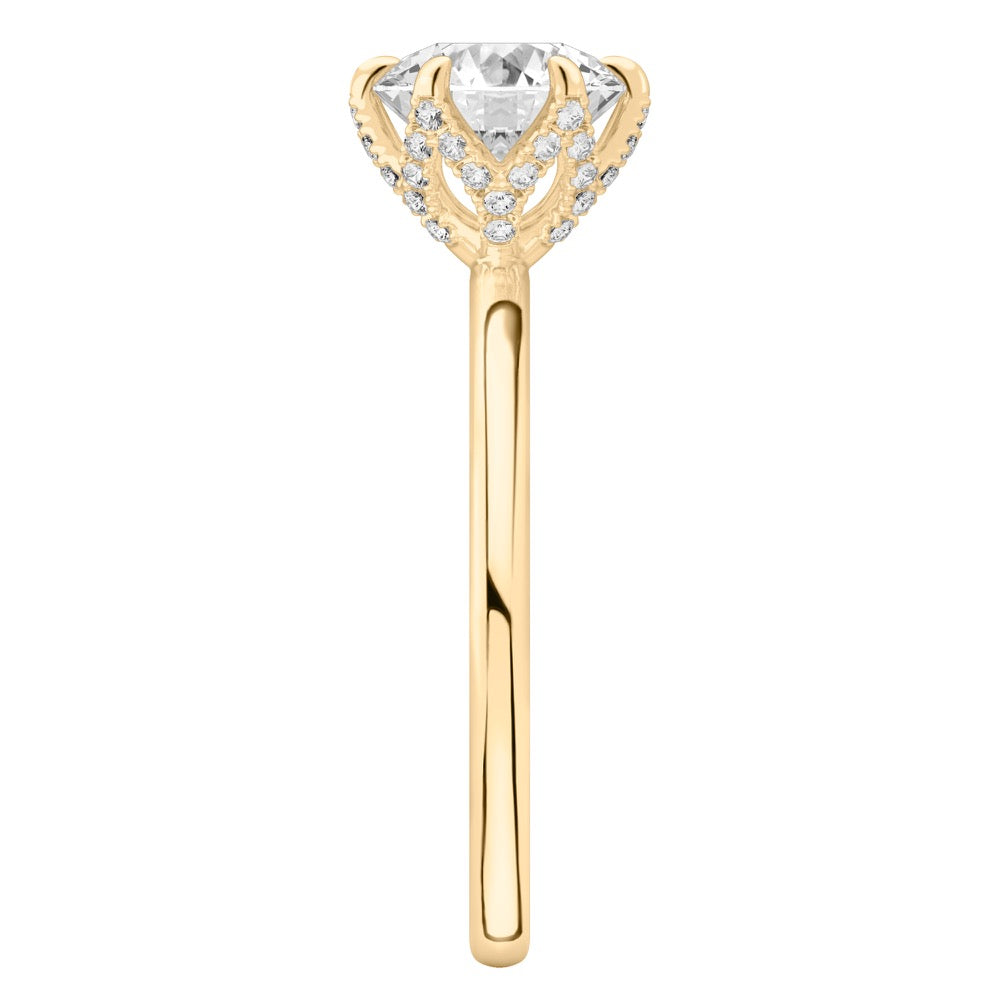 Fleur Pave Petal Prong Engagement Ring