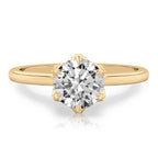 Fleur Pave Petal Prong Engagement Ring