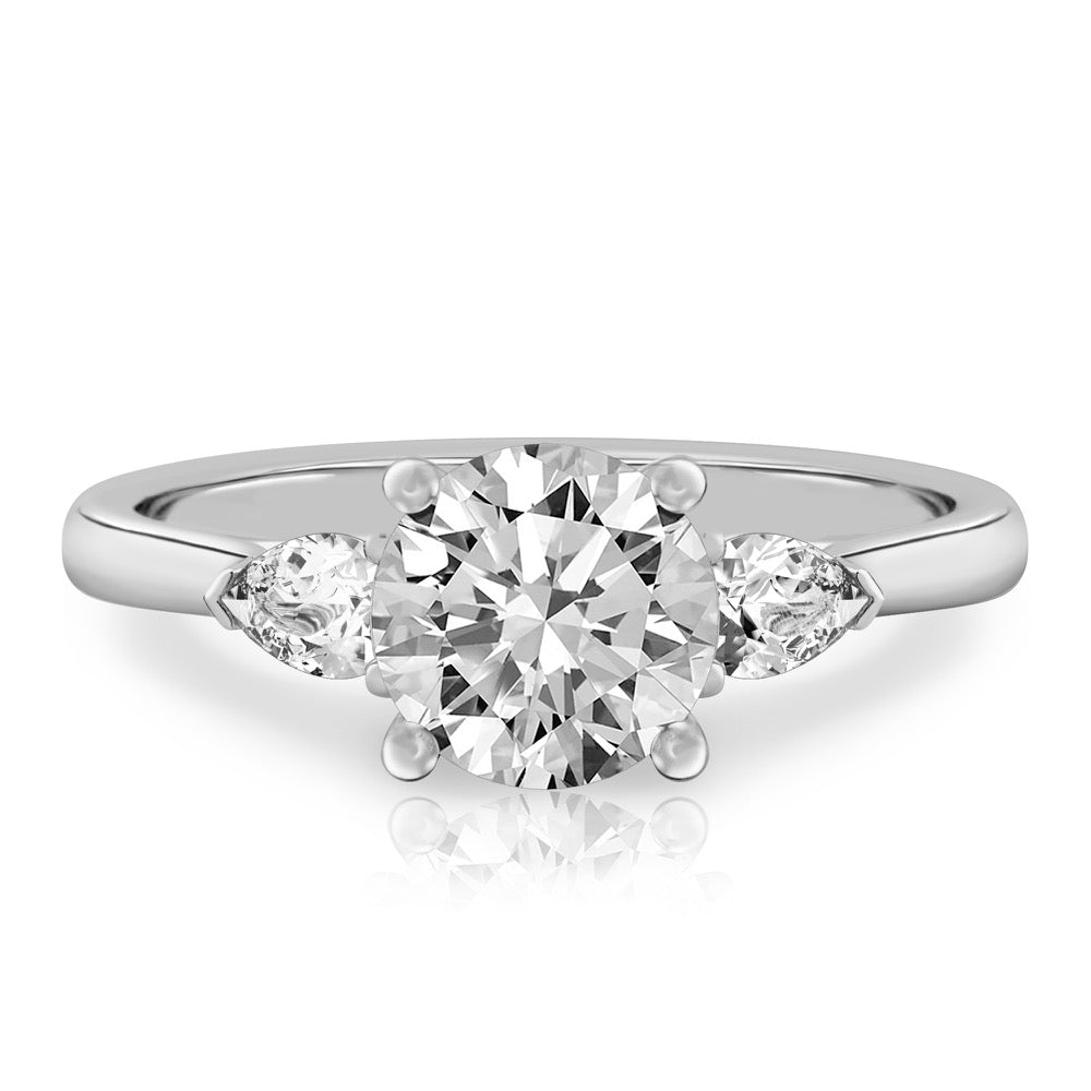 Maya Pear Side Stone Engagement Ring