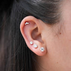 Ripple Earrings Round Diamond Solitaire Earrings