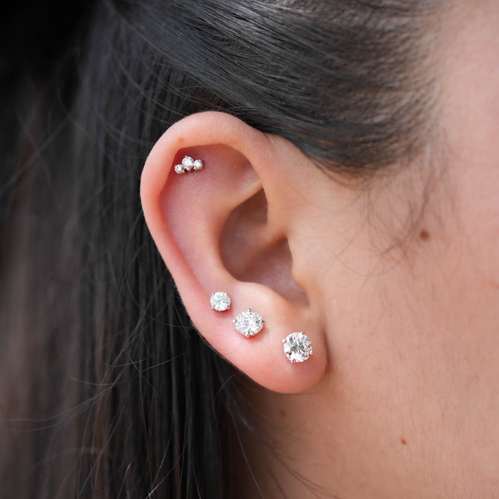 Ripple Earrings Round Diamond Solitaire Earrings