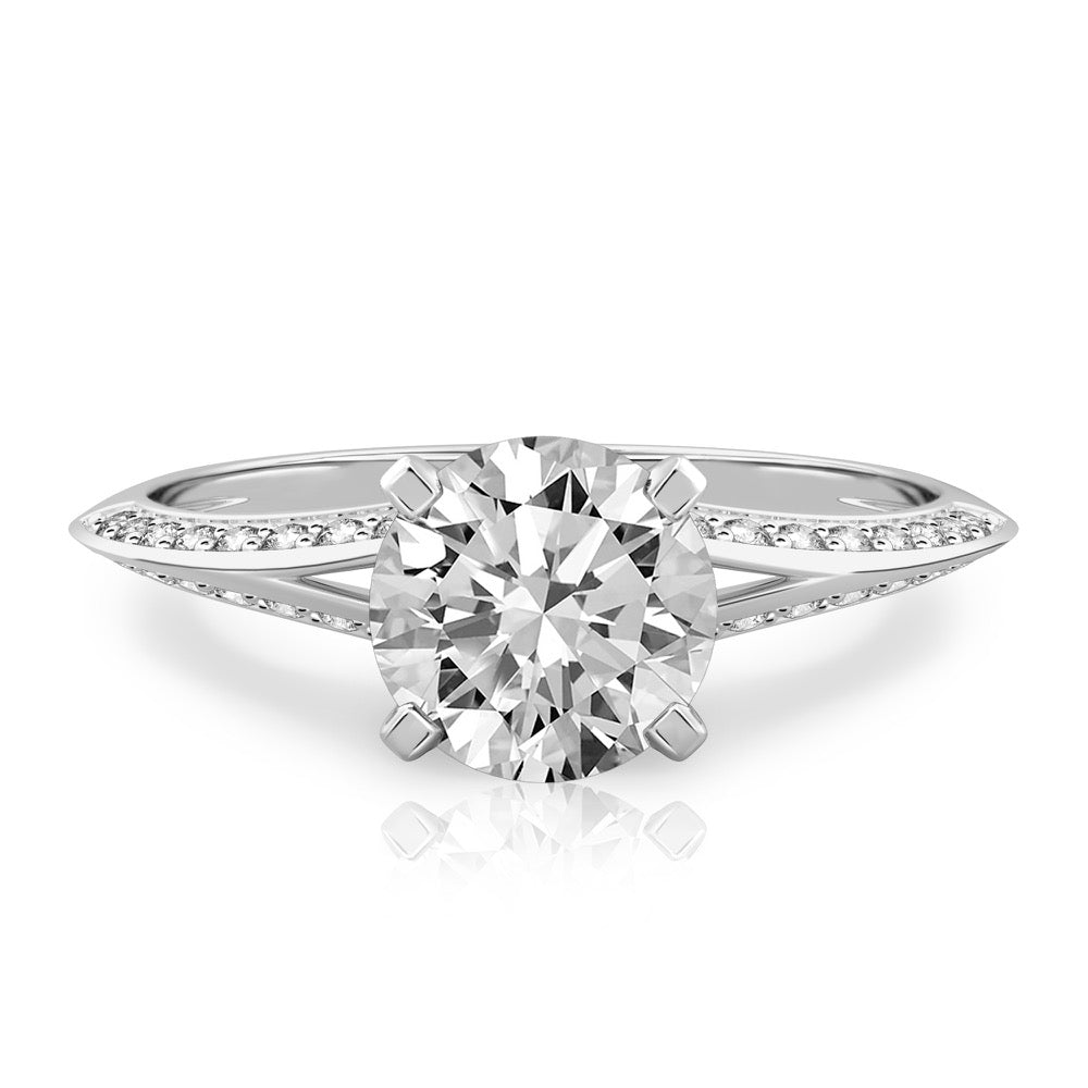 Charu Split Shank Knife Edge Pave Diamond Ring