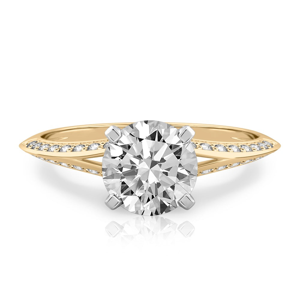 Charu Split Shank Knife Edge Pave Diamond Ring