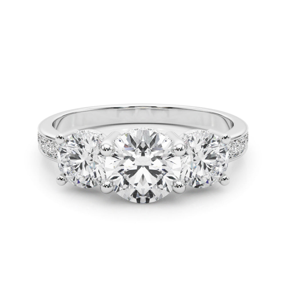 Scarlett Three Stone Hidden Halo Engagement Ring