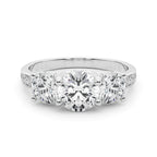 Scarlett Three Stone Hidden Halo Engagement Ring