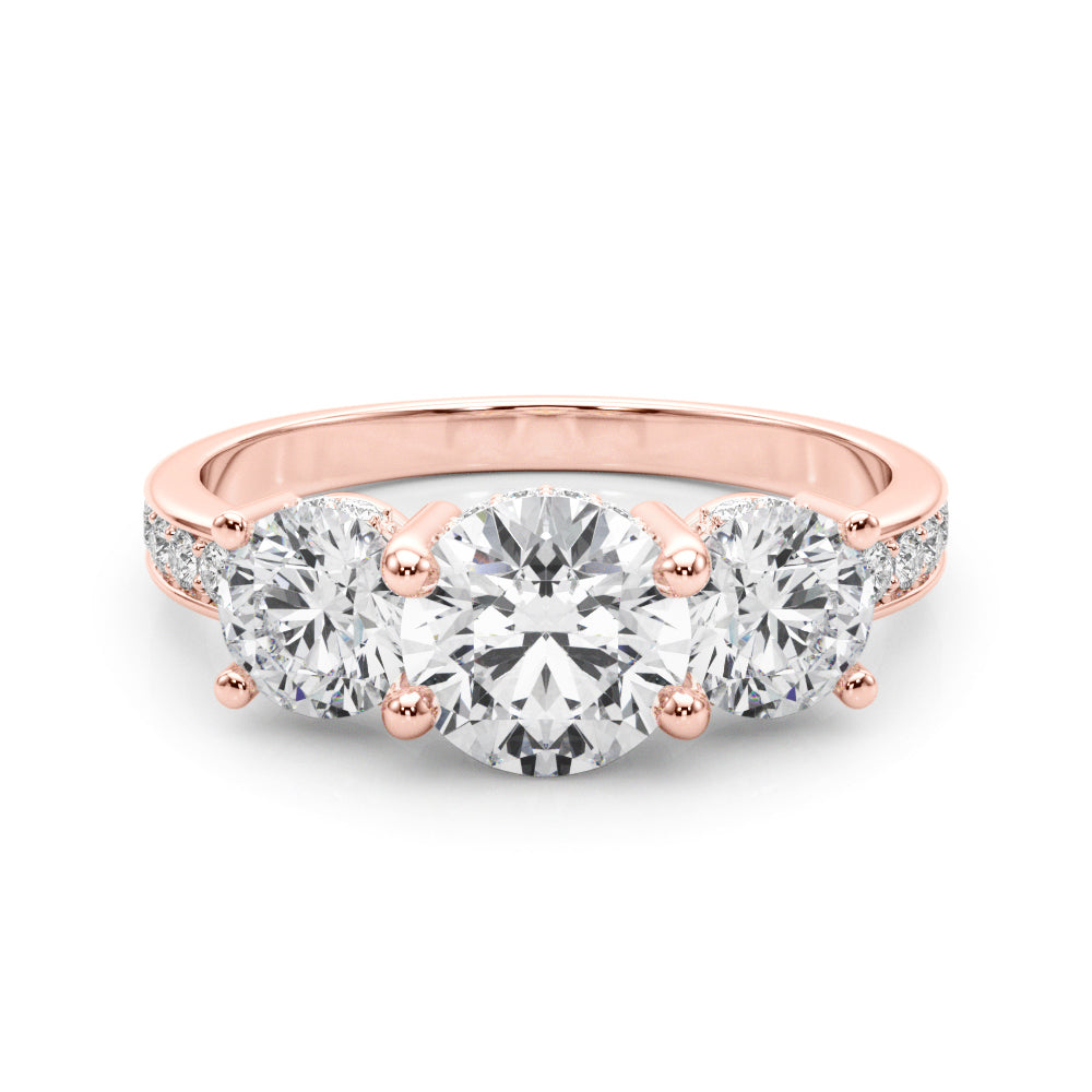 Scarlett Three Stone Hidden Halo Engagement Ring