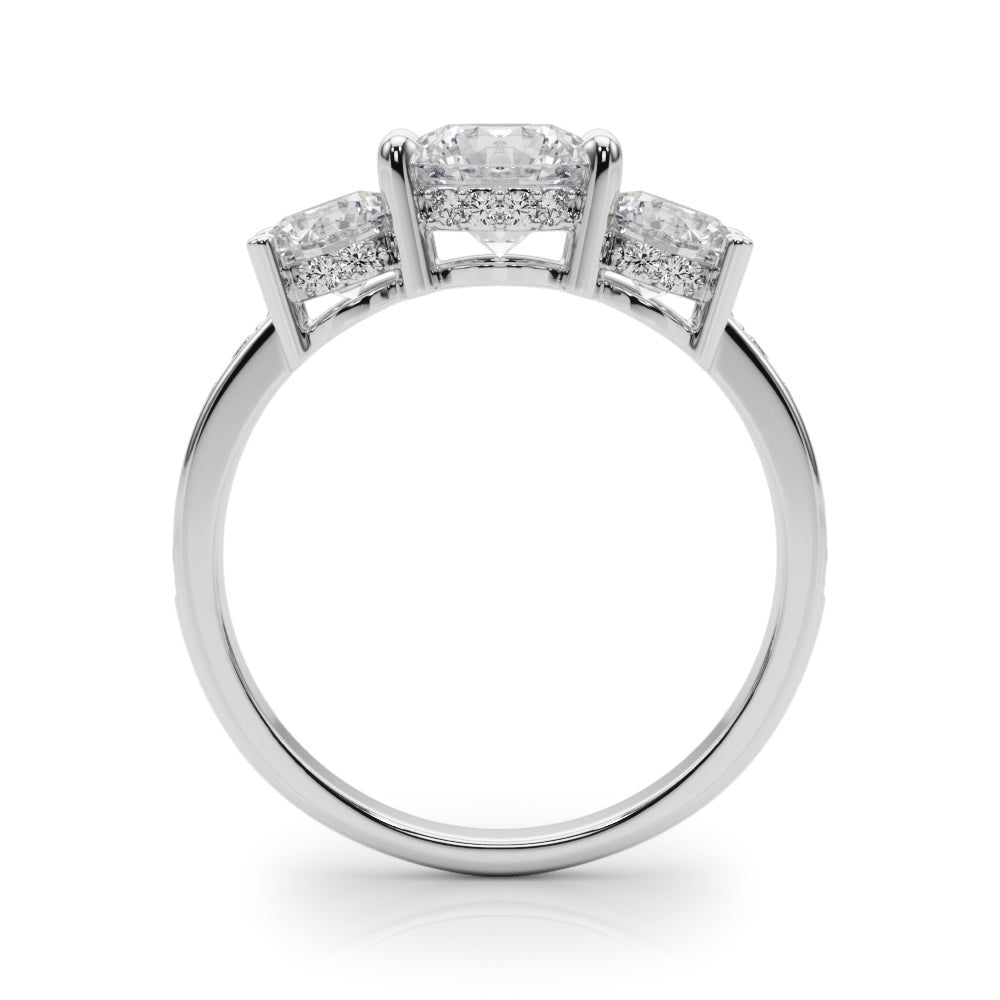 Scarlett Three Stone Hidden Halo Engagement Ring