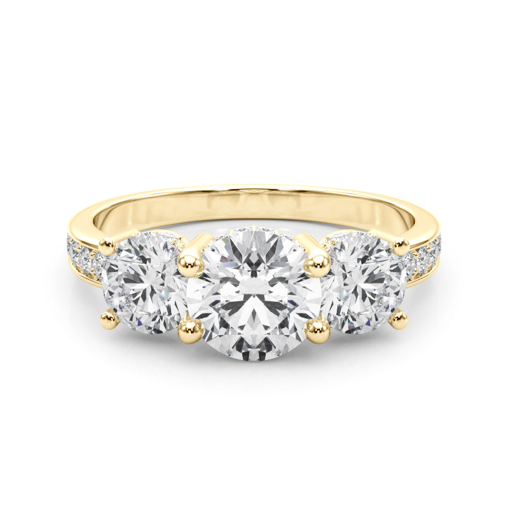Scarlett Three Stone Hidden Halo Engagement Ring