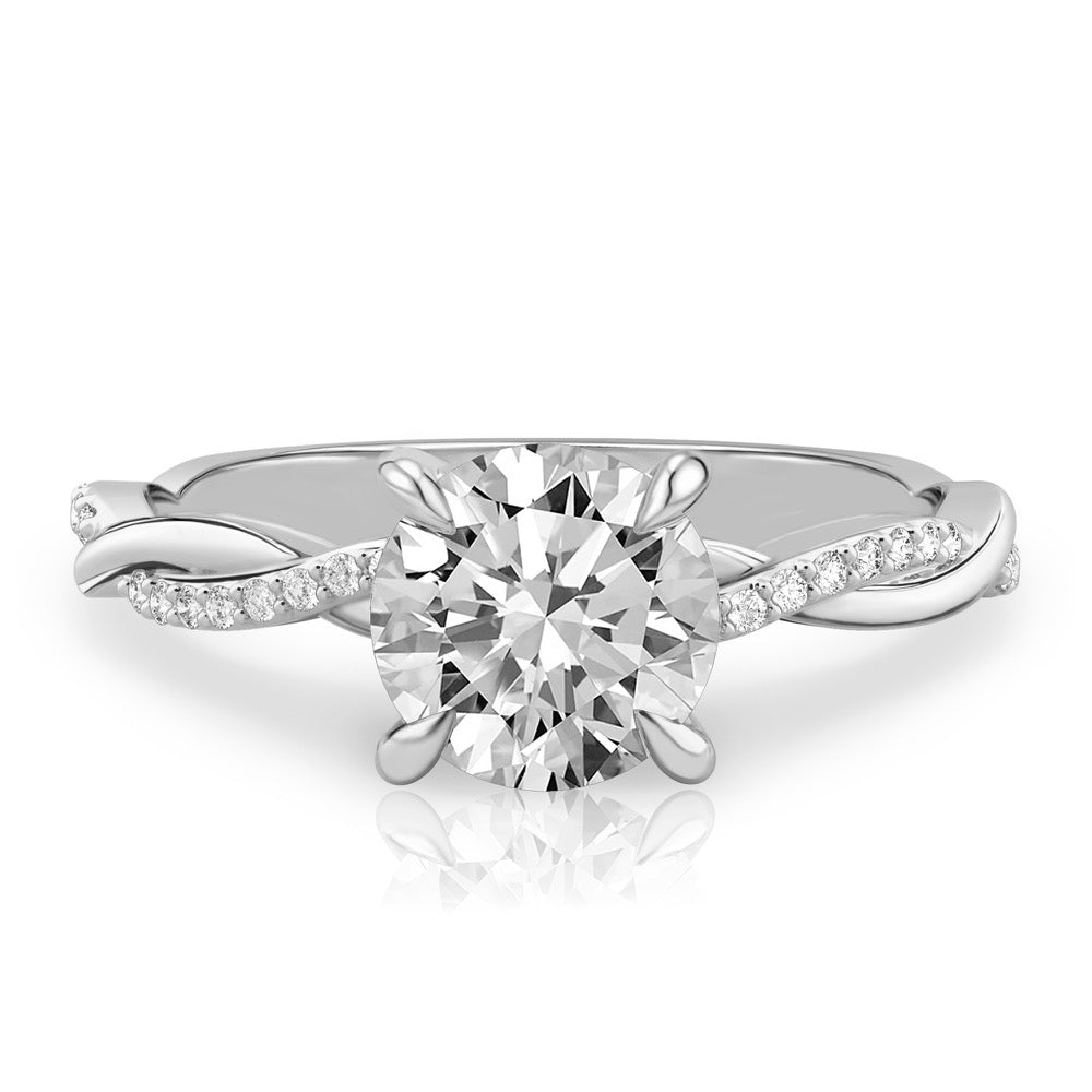 Twist Ring Engagement Ring with Pavé Twist Band