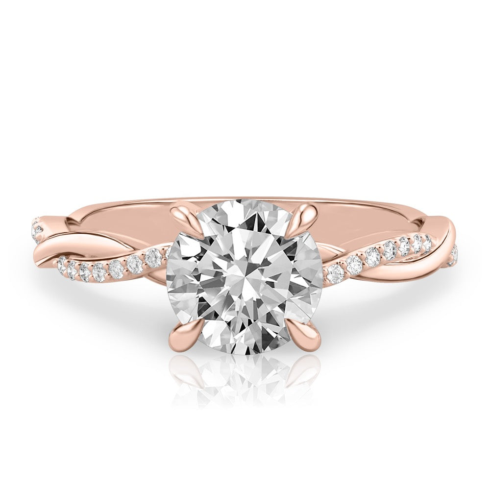 Twist Ring Engagement Ring with Pavé Twist Band
