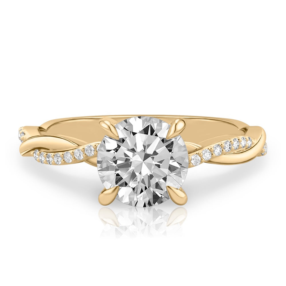 Twist Ring Engagement Ring with Pavé Twist Band