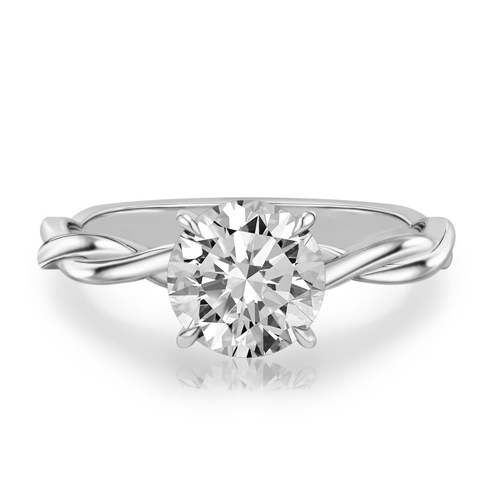 Kyra Twisted Engagement Ring with Hidden Halo