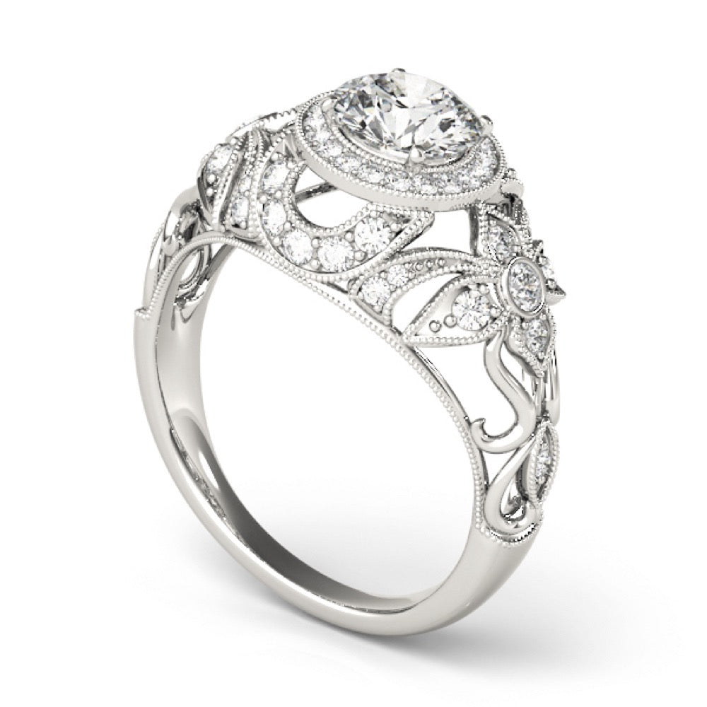 Valencia Vintage Inspired Halo Engagement Ring