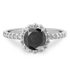 Dark Between The Stars Salt and Pepper Diamond Halo Ring