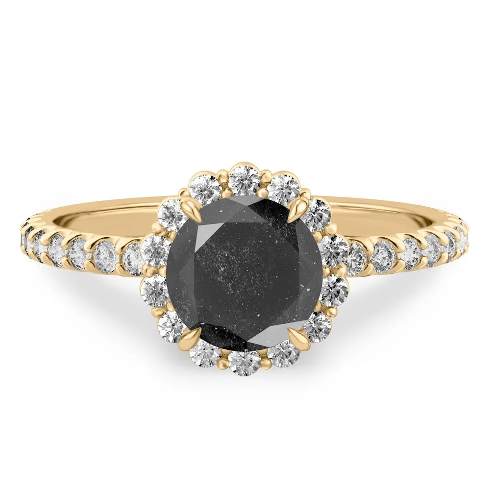 Dark Between The Stars Salt and Pepper Diamond Halo Ring