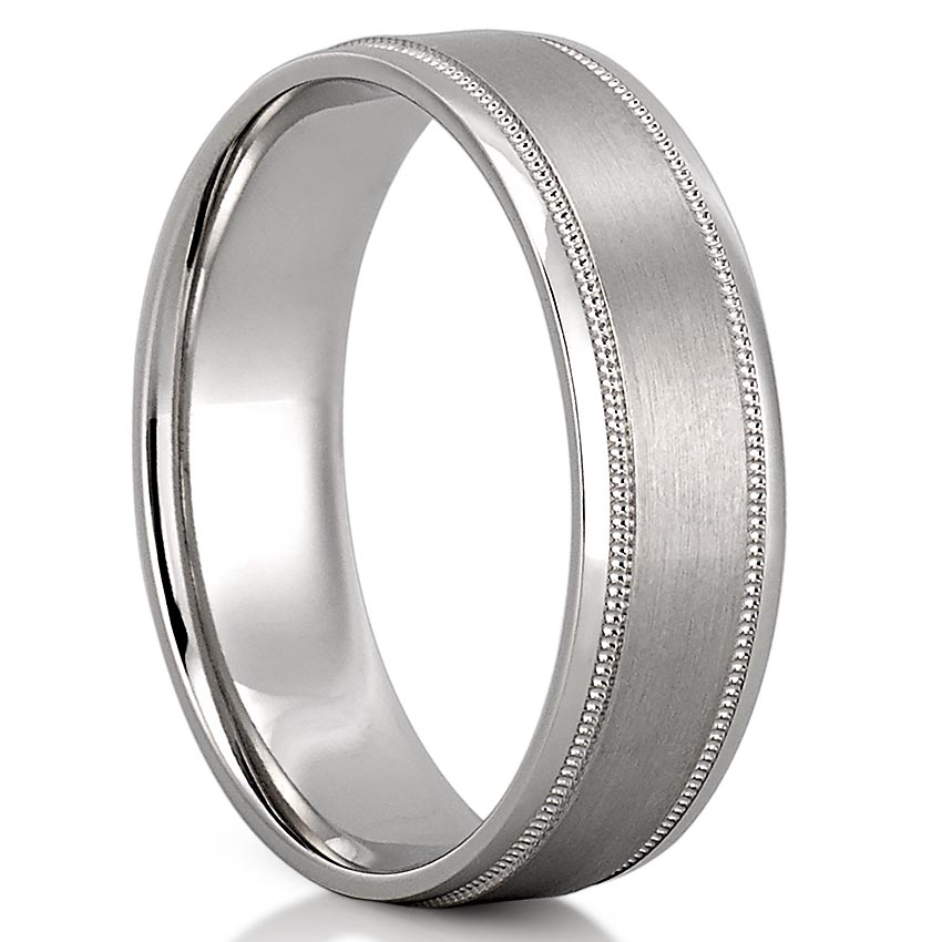 Kai Men's Milgrain and Satin Finish Band