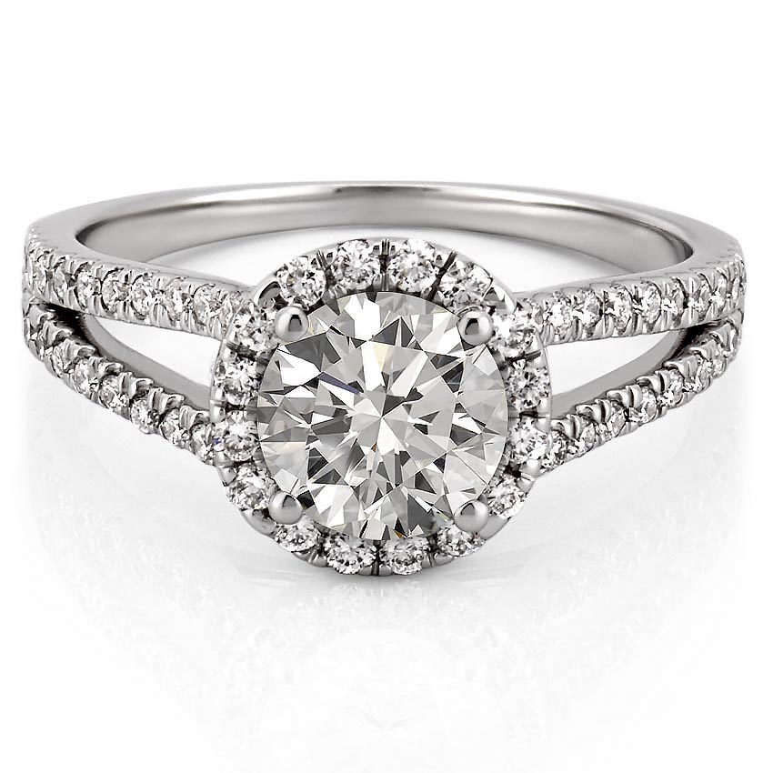 Abila Split Shank Halo Engagement Ring