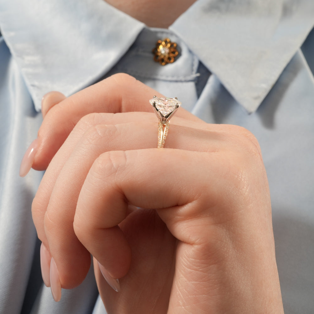 Charu Split Shank Knife Edge Pave Diamond Ring
