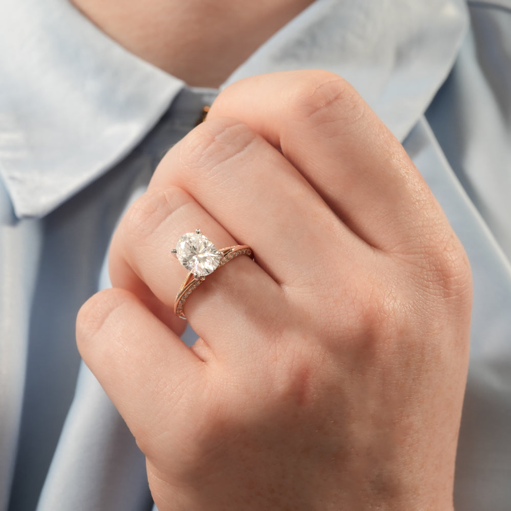 Charu Split Shank Knife Edge Pave Diamond Ring