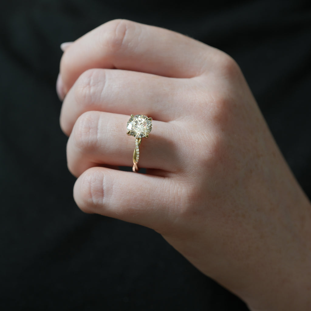 Twist Ring Engagement Ring with Pavé Twist Band