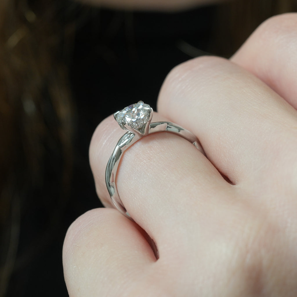 Kyra Twisted Engagement Ring with Hidden Halo