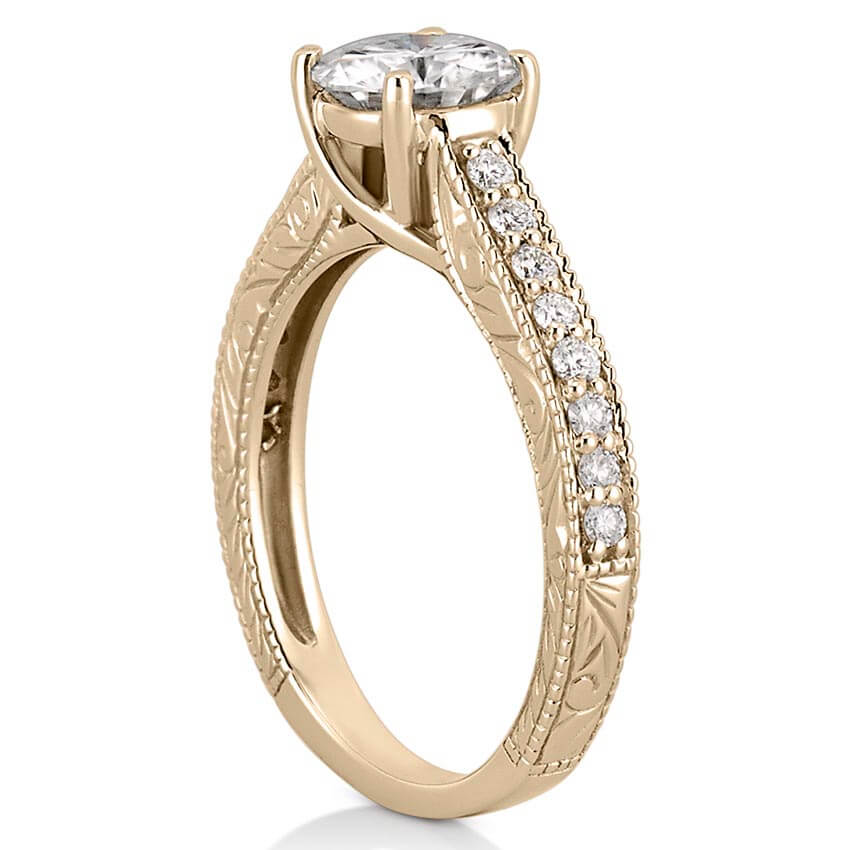 Katherine Engraved Engagement Ring with Diamonds
