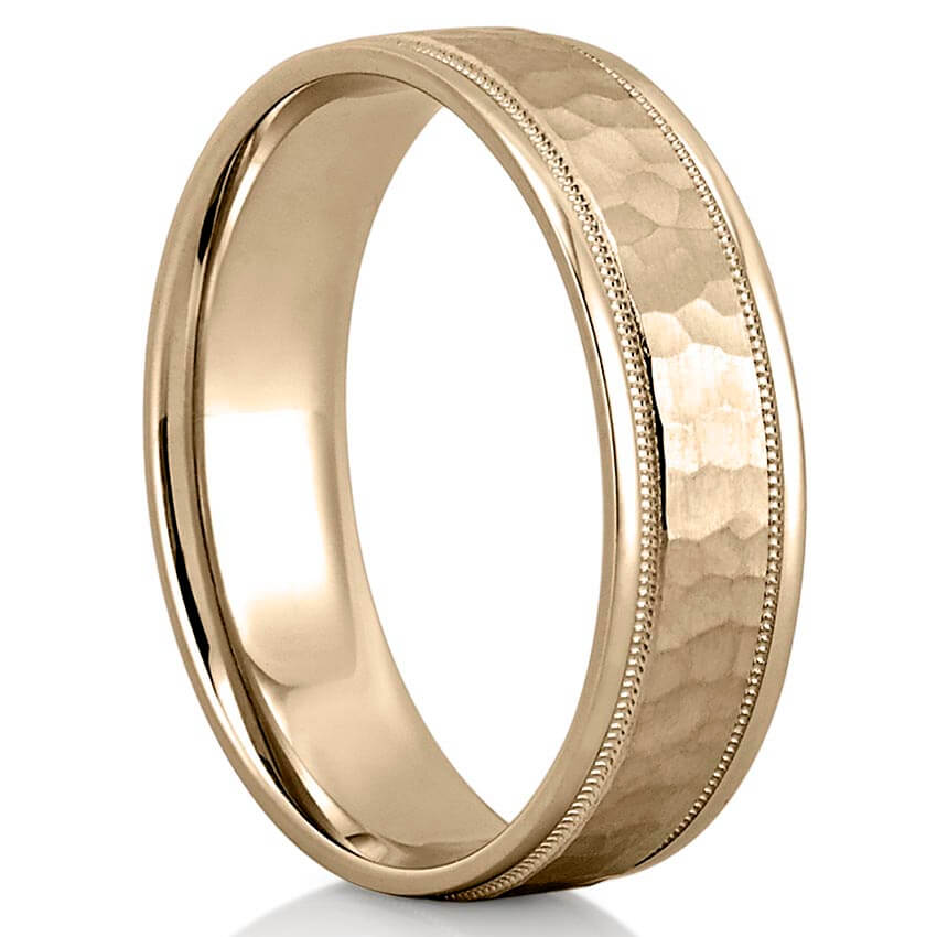 Simba Hammered Milgrain Wedding Band