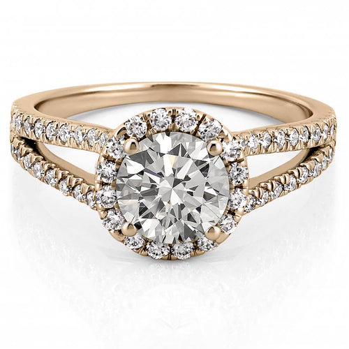 Abila Split Shank Halo Engagement Ring