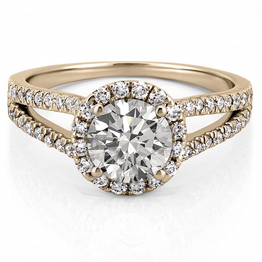 Abila Split Shank Halo Engagement Ring