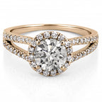 Abila Split Shank Halo Engagement Ring